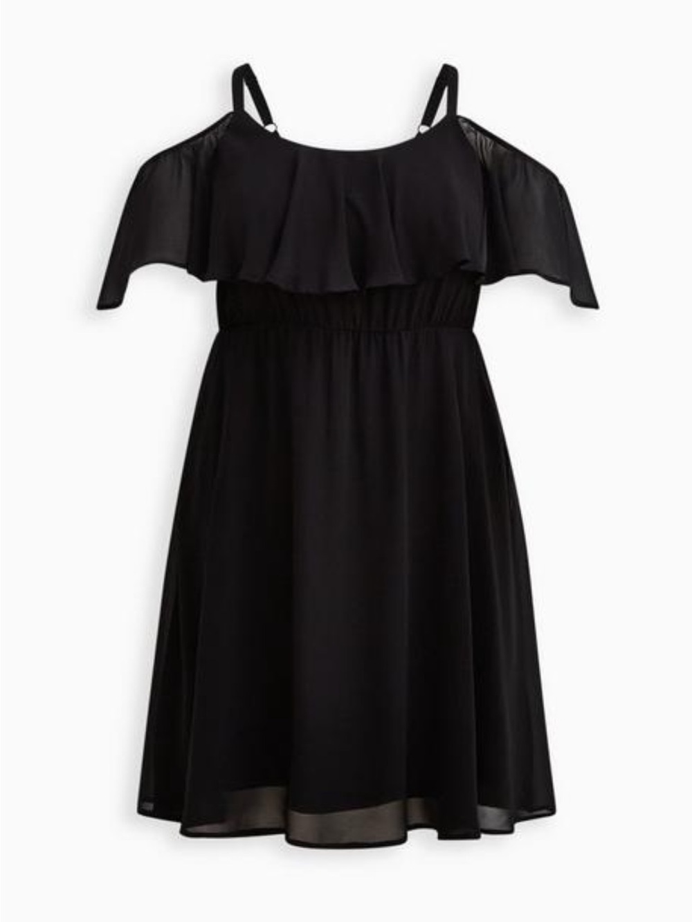 TORRID Black Cold-Shoulder Ruffle Dress | 14 - Picture 3 of 12